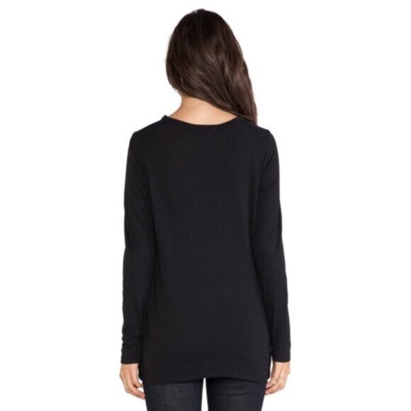 LNA Waffle knit Long Sleeve Desert Crew Top Cut out Long sleeve Black Size XS - Picture 14 of 14